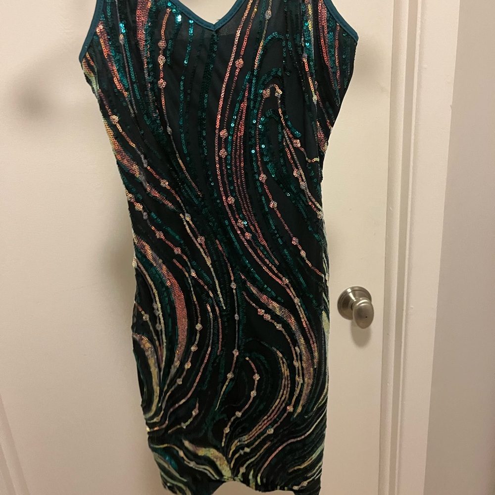 Elegant Multicolor Sequin Dress